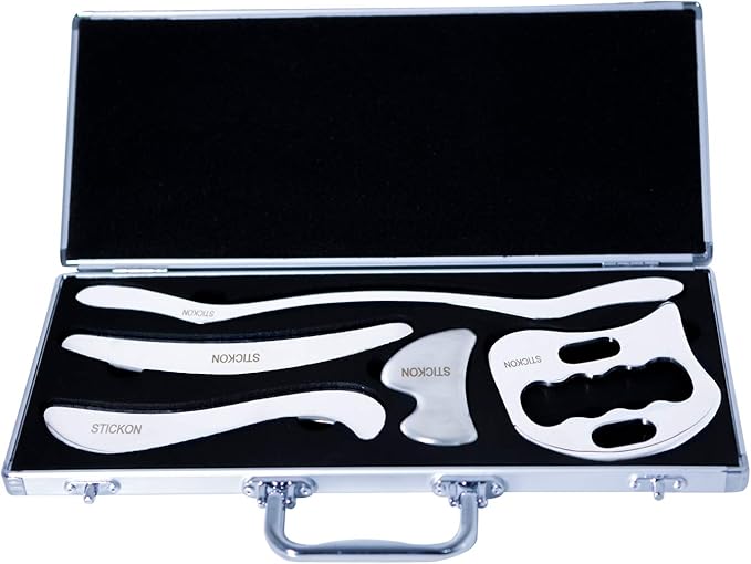 STICKON Stainless Steel Gua Sha Scraping Massage Tool Set IASTM Tools Great Soft Tissue Mobilization Tool (O Shape)