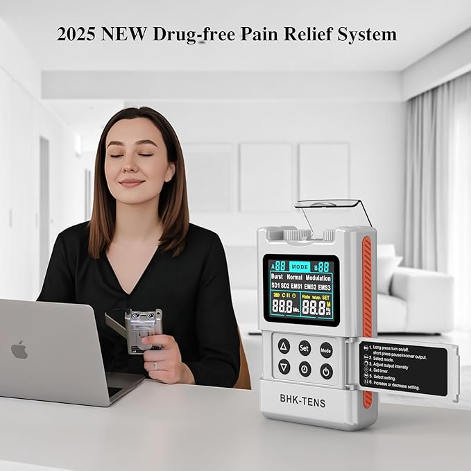 2025 TENS EMS Unit Muscle Stimulator for Back Pain Relief, Upgraded Color LCD TENS Machine for Chronic Pain, Muscle Relaxation, Home Use. with 8 Customizable Pulse Modes, 8 TENS Pads, 40 Intensitys