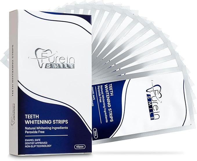 Teeth Whitening Strips, Mint Flavour Whitening Strips with Peroxide Free Formula -Gentle Dental Care & Fresh Breath - Pack of 42(21days Treatments)
