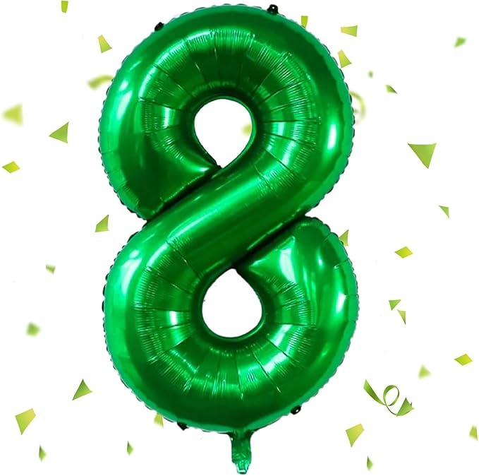 Green Number Balloons, 40 Inch Dark Green Balloon 8.8 Helium Balloon 8th Birthday for 8 Years Birthday Party Wedding Anniversary Decoration Children Girls Boys