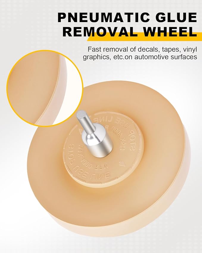Solid Decal Remover Wheel, 4 inch Eraser Wheel for Drill for Adhesive Remover Tool, Pinstripe, Sticker, Vinyl Removal Tool Kit for Cars, RVs