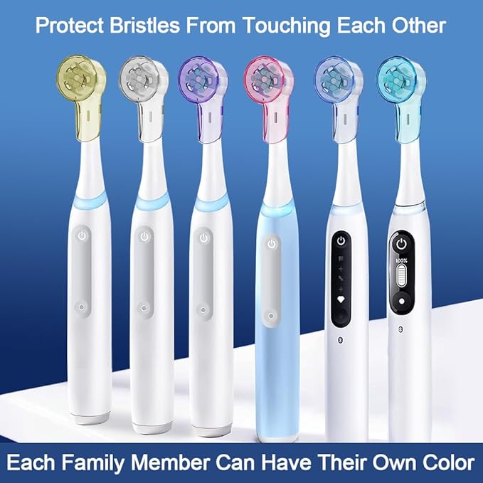 6 Pack Toothbrush Covers for Oral B iO Replacement Heads, Toothbrush Cover Caps for Oral B Bruan Pro 1000 Electric Toothbrush Head，iO Toothbrush Head Cover for Travel & Home (Mixing Colors)