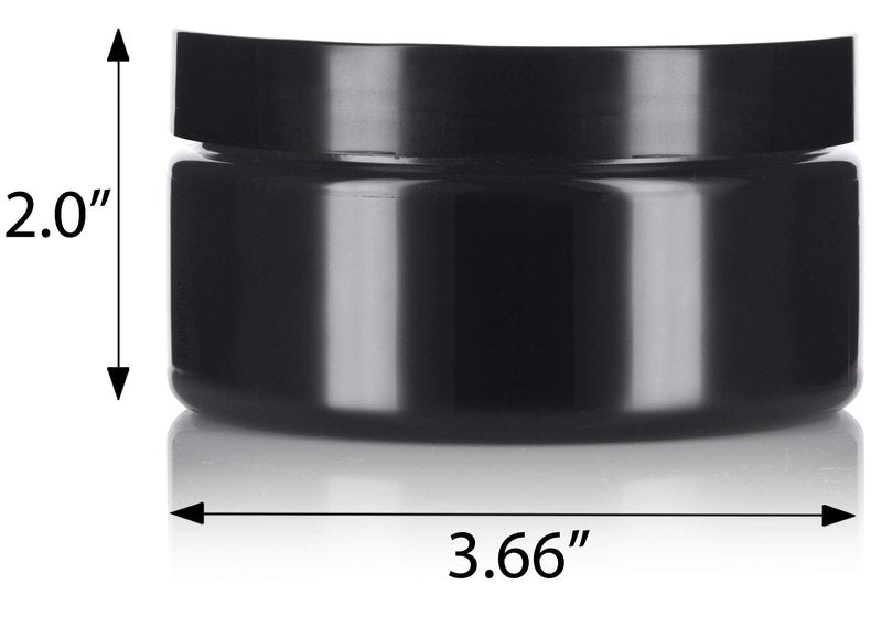 (12 Pack) 8 oz Black PET Plastic Low Profile Jar With Lid for Storage Refillable