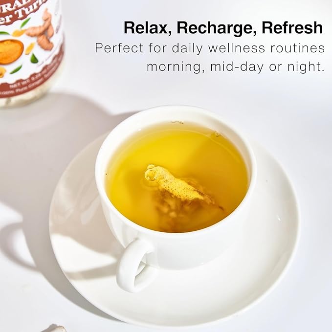 50 Ginger Turmeric Tea Bags – Premium Herbal Turmeric and Ginger Tea for Digestion and Immune Support, Caffeine-Free