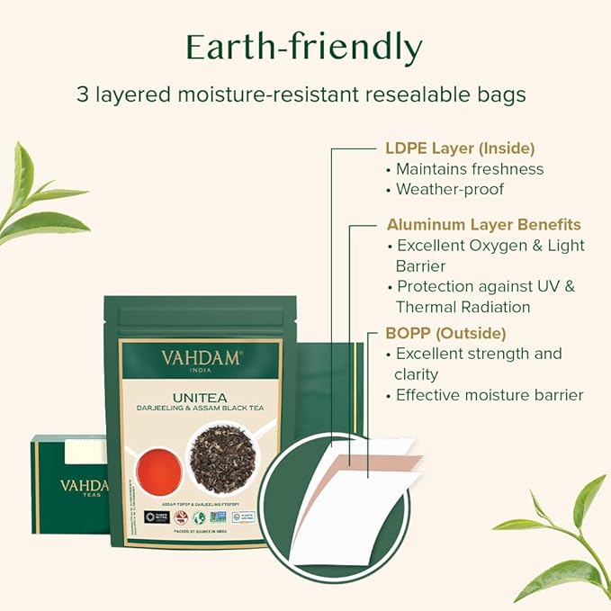 VAHDAM, UNITEA Black Tea Leaves +170 Cups,12oz | Blend Of Darjeeling & Assam Tea | ROBUST & FLAVORY Black Loose Leaf | Unblended Single Origin Tea | Vacuum Sealed Pack