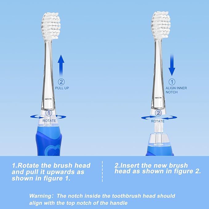 Teeteck 5 Pack Kids Toothbrush Replacement Heads Compatible with SEAGO SG513/SG977/SGEK6, DadaTech DT-K6/DT-BB1/DT-977, Brush-Baby WildOnes(Ages 3years+/Transparent)