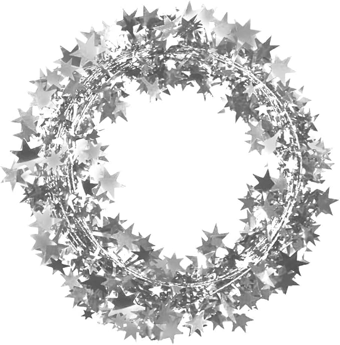 PMU 25 Ft Star Wire Shiny Garland Silver - Halloween, Christmas Party, Wedding, Birthday, Festive Home Decoration Ornament Silver