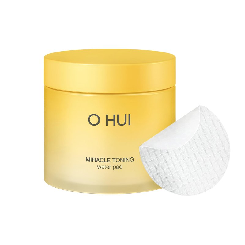 OHUI Miracle Toning Dual Sided Toner Pads | Exfoliating, Soothing, Moisturizing, Smoothing | Glowing Skin, Dullness | Hyaluronic Acid, Vitamin C, AHA, PHA, Niacinamide, Panthenol, Glycerin | K-Beauty