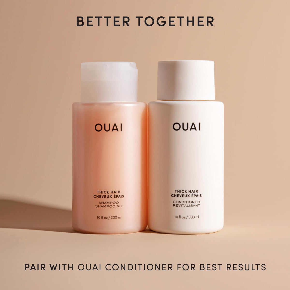 OUAI Thick Hair Shampoo - Hydrating Shea Butter Shampoo for Full, Frizzy Hair - Deeply Moisturizing, Detangling, Split Ends - Marshmallow Root, Avocado Oil & Keratin - Sulfate Free 10 Oz