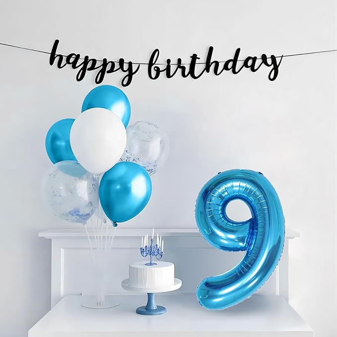 40 Inch Blue Number Balloons, Helium Mylar Foil Number Balloons for Birthdays, Number 9 Balloon for Party Wedding Bachelorette Birthday Bridal Shower Graduation Anniversary Celebration Party