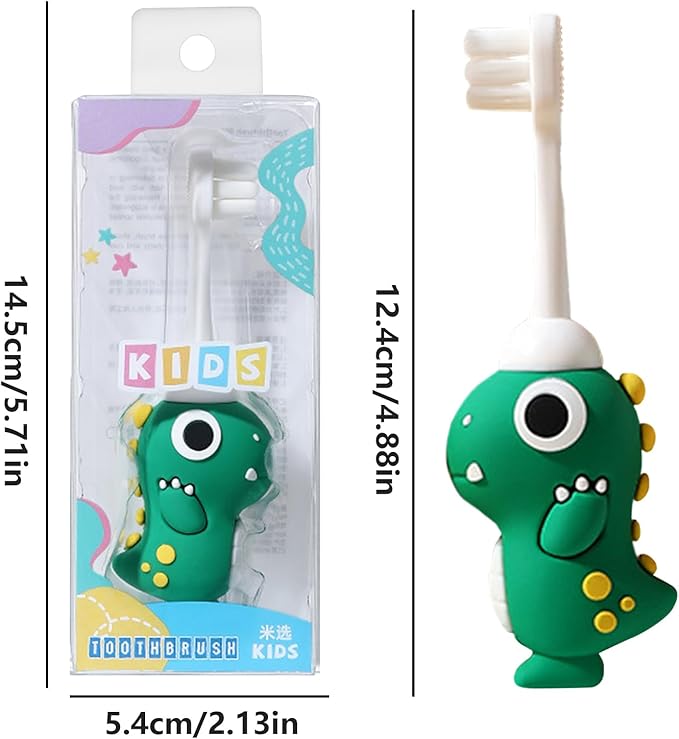 Child Dinosaur Toothbrush – Soft Bristle Tooth Brush, Small Head todler Training Tool, Themed Kids Orall Care | Fun Dinosaur Design For Boys Girls, Promotes Healthy Brushing Habits And Dentall Hygiene
