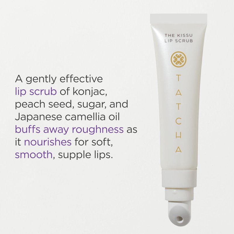 Tatcha Kissu Lip Scrub, Moisturizing Lip Exfoliant with Peach Seed Scrub for Polish, Smooth Lips