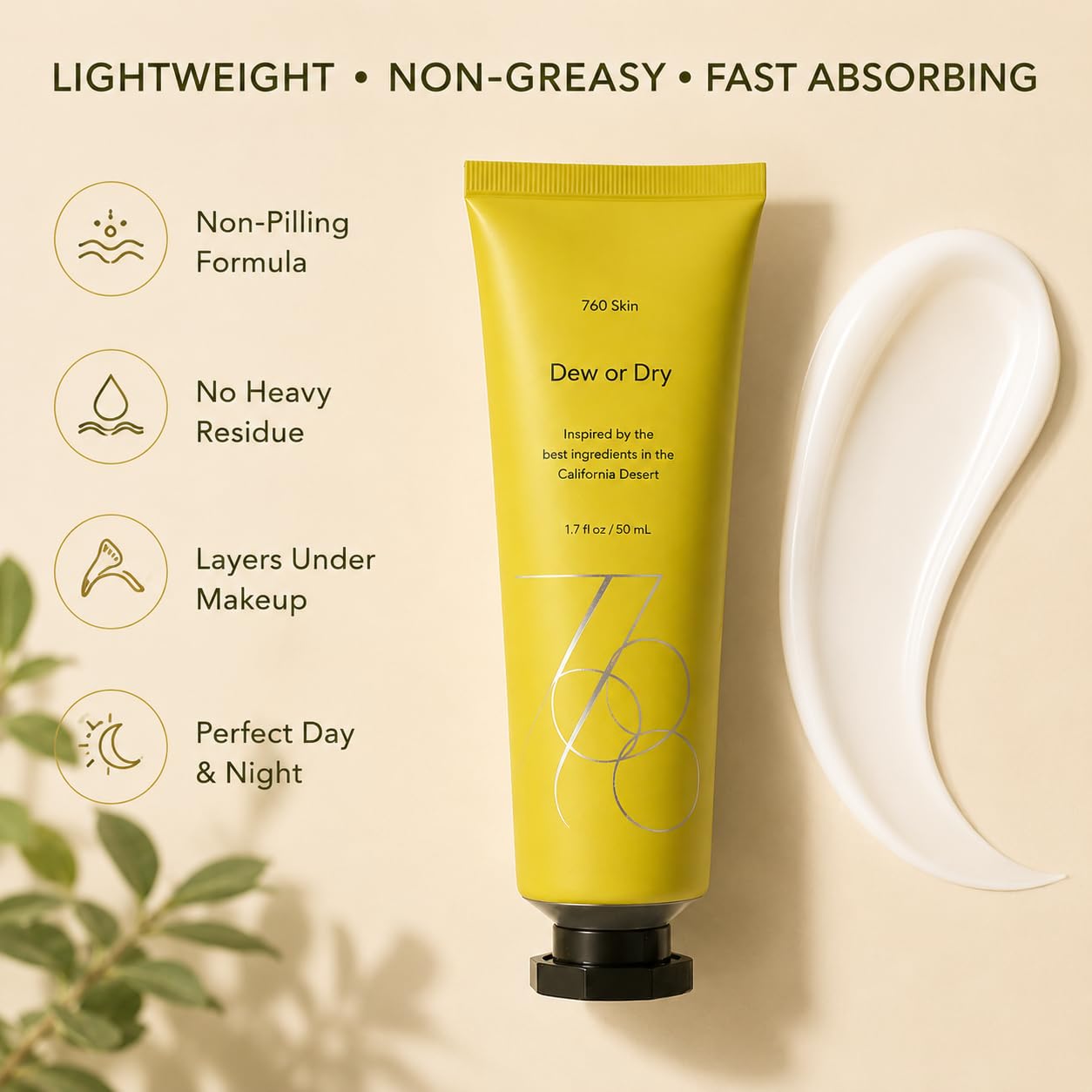760skin Dew or Dry Facial Moisturizer Cream for Face - Hydrating Skin Moisturizer with Cactus Stem Cells, Squalane, Tremella & Reishi Mushroom - Daily Moisturizing Vegan Face Cream (1.7 fl oz / 50ml)