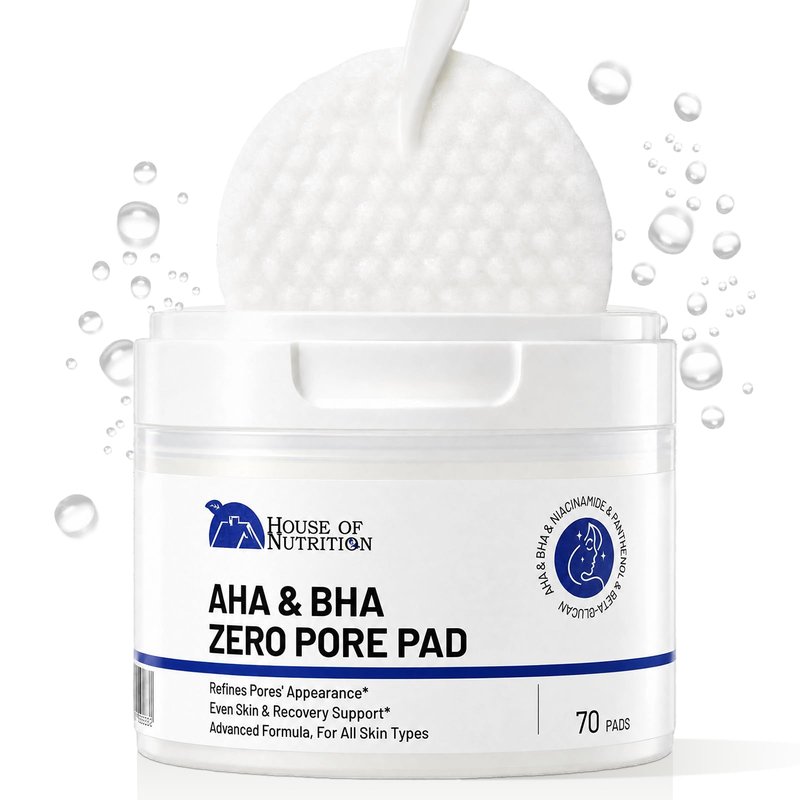 Glycolic Acid Pad with AHA & BHA, Exfoliating Toner Pads for Face – Zero Pore Refining Pads for Skin Texture, Oil Control, Acne, Dark Spots & Gentle Resurfacing, 70 Pad