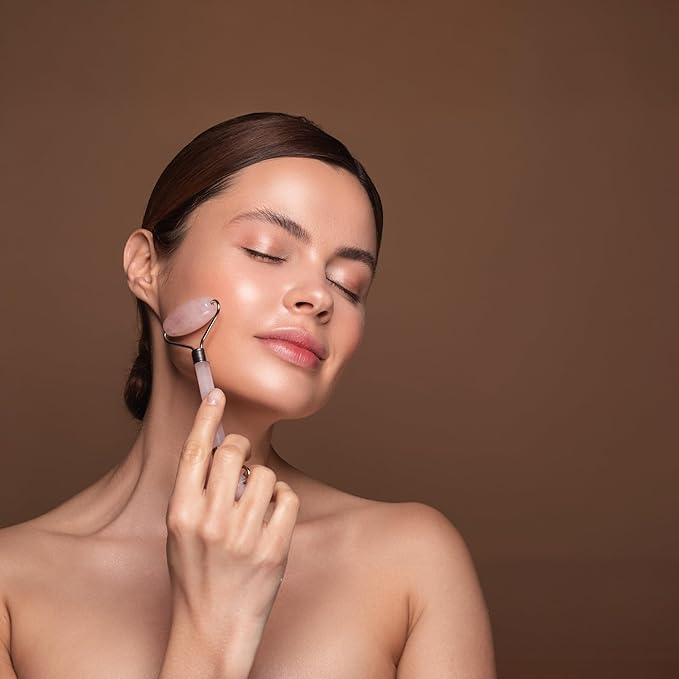 Yobee Face Roller Massager, Rose Quartz, Gua Sha Anti Aging Wrinkles Puffiness Acupressure Facial Skin Care Gift for Women