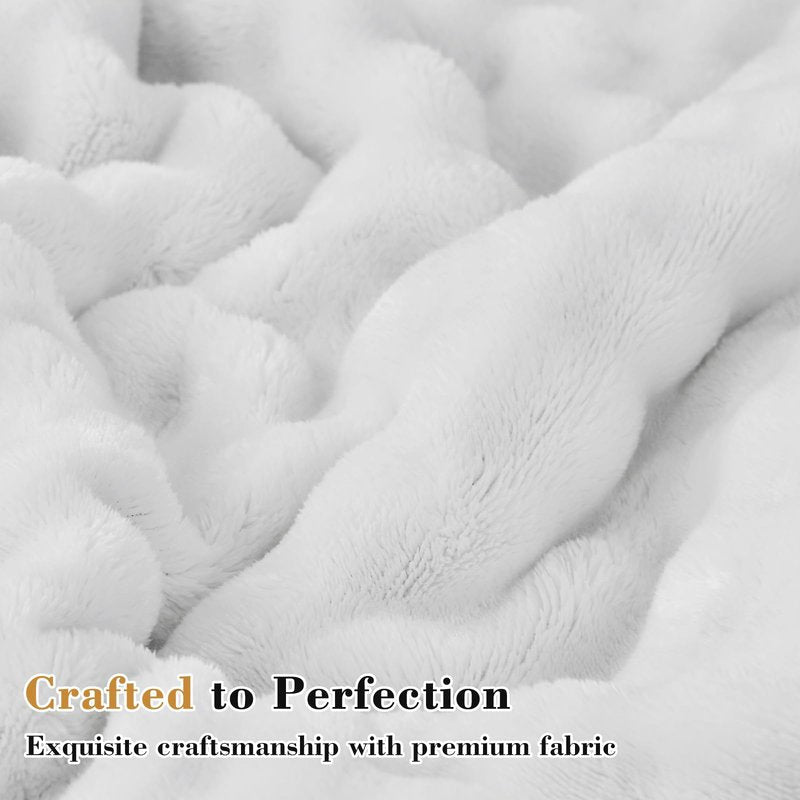 Cymula Queen Mattress Topper Fleece Bubble Pillow Top Mattress Pad Cover for Back Pain Faux Fur Extra Thick Mattress Protector Soft with Fluffy Down Alternative, 8-21" Deep Pocket, White