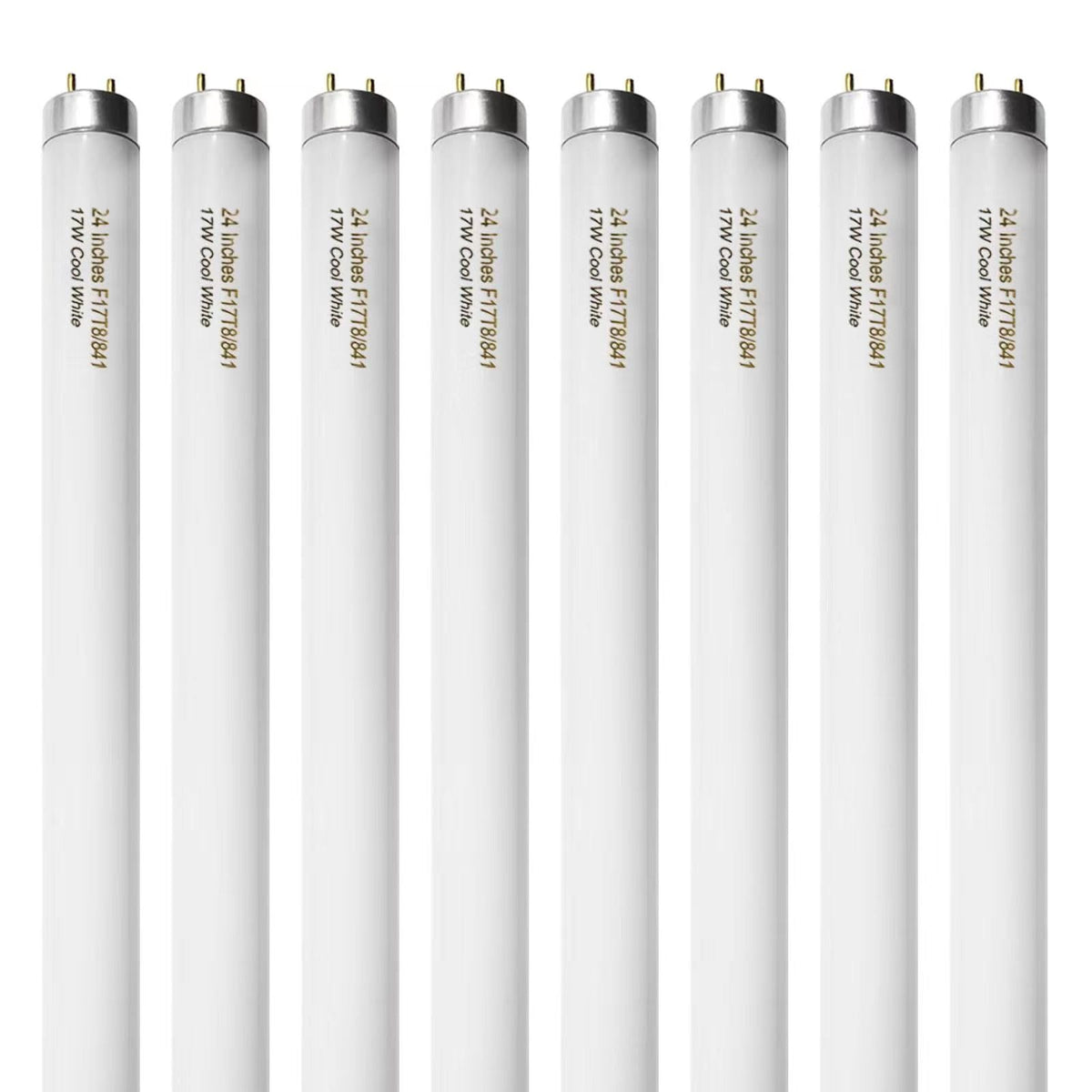 Konideke 8 Pack 24 inch F17T8/841 17 Watts Light Bulb, 2 Foot Straight Fluorescent Tube T8 Tube Light, 4100K Cool White 1400 Lumen G13 Medium Bi-Pin Cap 8 Count
