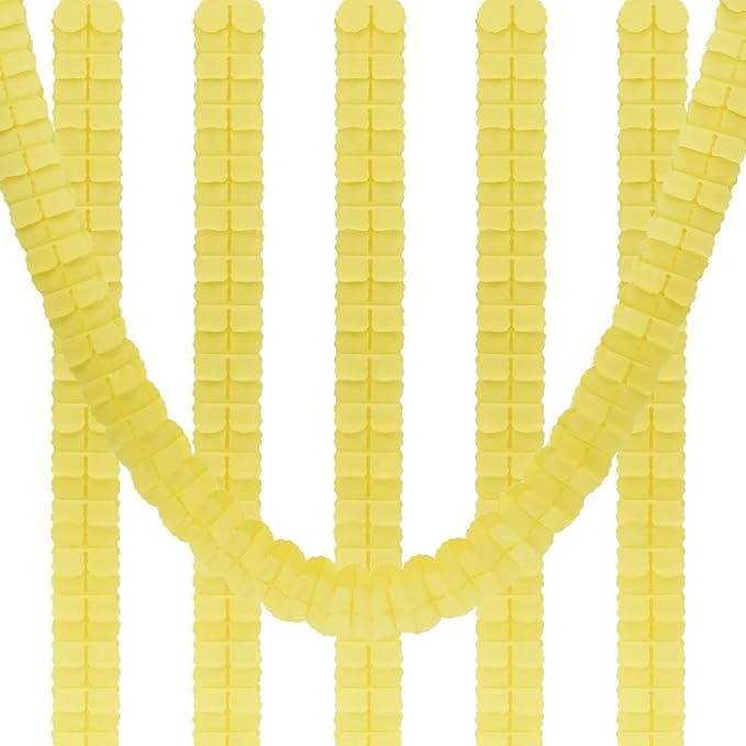 PATIKIL 9.8ft Four-Leaf Garland, 6 Pack Tissue Paper Hanging Flower Garland Reusable Streamers for Party Wedding Backdrop Decorations, Yellow