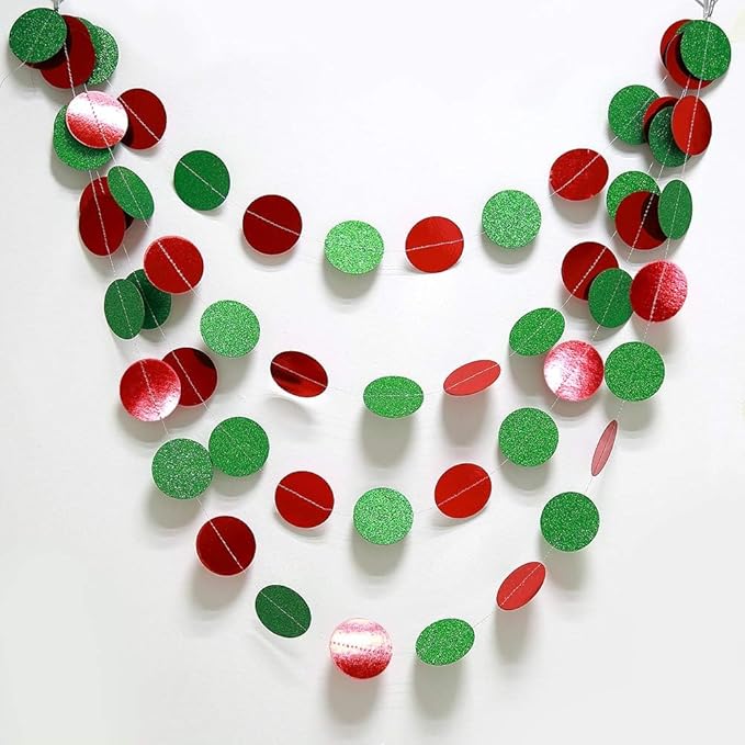 Decor365 Glitter Christmas Party Decorations Hanging Christmas Decoration Ugly Sweater Red Green Garlands Xmas Tree Circle Streamer Photobooth Backdrop Office Classroom Birthday Party Decor