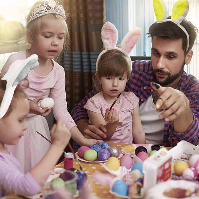 HANSGO 6PCS Easter Bunny Ears Headband, Cute Colorful Bunny Hairbands for Easter Party Dressup Party Favor