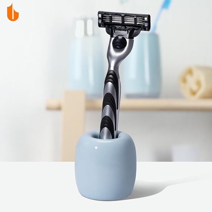 Urbanstrive Ceramic Toothbrush Holders for Bathrooms, Sleek Tooth Brush Holder Toothbrush Stand Tooth Brushing Holder, Portable Bathroom Accessories Organizer, Dark Green, 1 Pack
