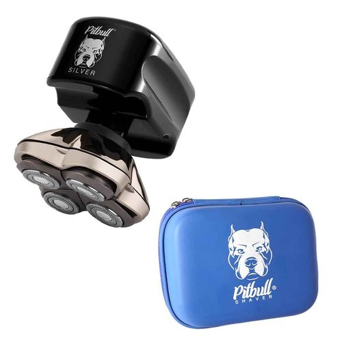 Skull Shaver Pitbull Silver Pro and Pitbull Travel Case Bundle, Male Grooming Kit