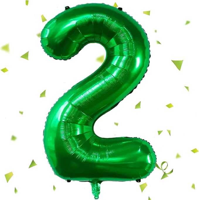 Green Number Balloons, 40 Inch Dark Green Balloon 2.2 Helium Balloon 2nd Birthday for 2 Years Birthday Party Wedding Anniversary Decoration Children Girls Boys