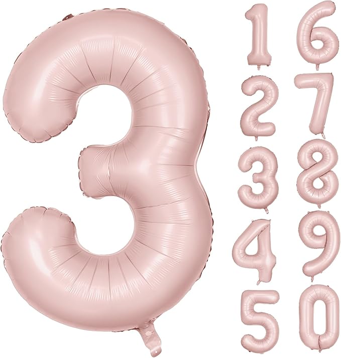 40 inch Pink Number Balloon Light Pink 3 Balloon Number 3 Balloon for 3rd Birthday Party Decorations