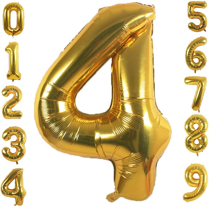 Gold Foil Balloons Number 4, 42 inch