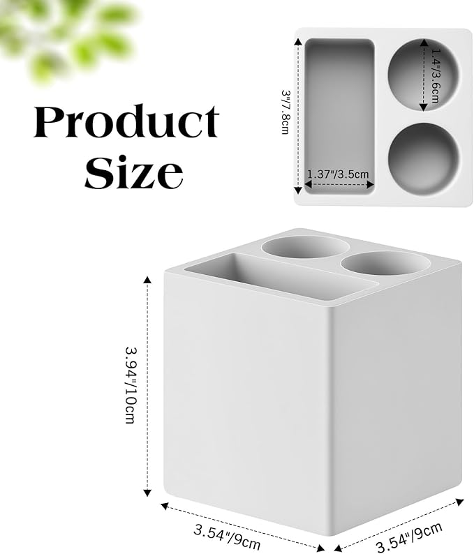 Luxspire Toothbrush Holder, 3 Slots Fast Drying Tooth Brush Holder for Bathroom, Diatomite Electric Tooth Brush and Toothpaste Organizer for Bathroom Kitchen Vanity Countertop, Light Gray