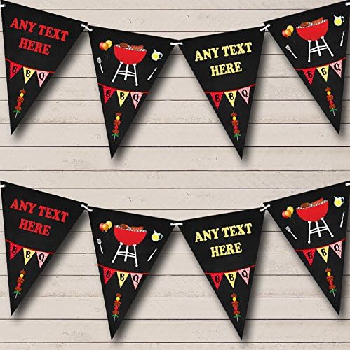 BBQ Grill Cookout Personalized Birthday Party Bunting - Hanging Party Decoration - Birthday Party Banner Garland | Decorative Party Supplies