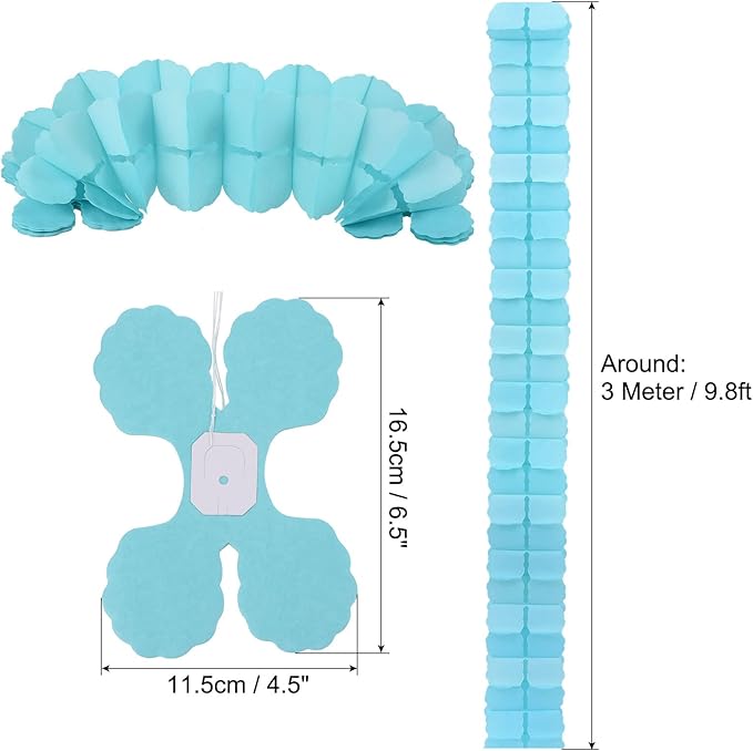 PATIKIL 9.8ft Four-Leaf Garland, 6 Pack Tissue Paper Hanging Flower Garland Reusable Streamers for Party Wedding Backdrop Decorations, Mint Green