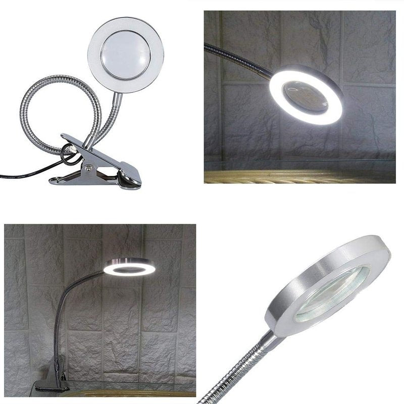 Magnifying Lamp, Portable Clip Permanent Makeup Tattoo Reading 2.5 Times Magnifier Magnifying USB Light Lamp for Makeup Lip Eyebrow Permanent Tattoo Skincare Beauty Reading Working Study