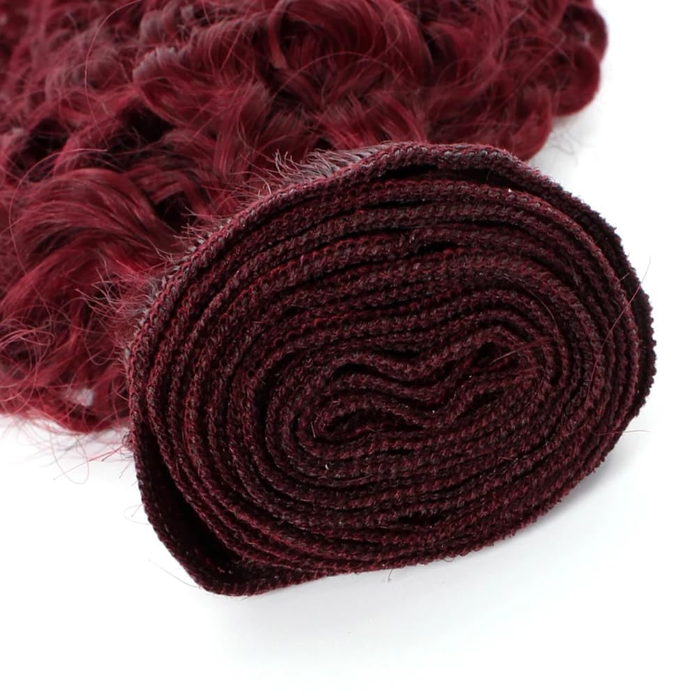 Curly Human Hair Bundles 14 16 18 Inch #99J Burgundy Bundles Human Hair Red 12A Unprocessed Native Virgin Hair 100/PC 3 Extensions Wet and Wavy Weave for Women