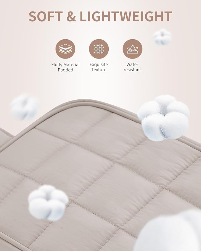 Narwey Puffy Travel Toiletry Bag for Traveling Women Girl, Travel Bag for Toiletries, Cute Travel Makeup Bag Organizer, Quilted Cosmetic Bag Make Up Skincare Medicine Bags