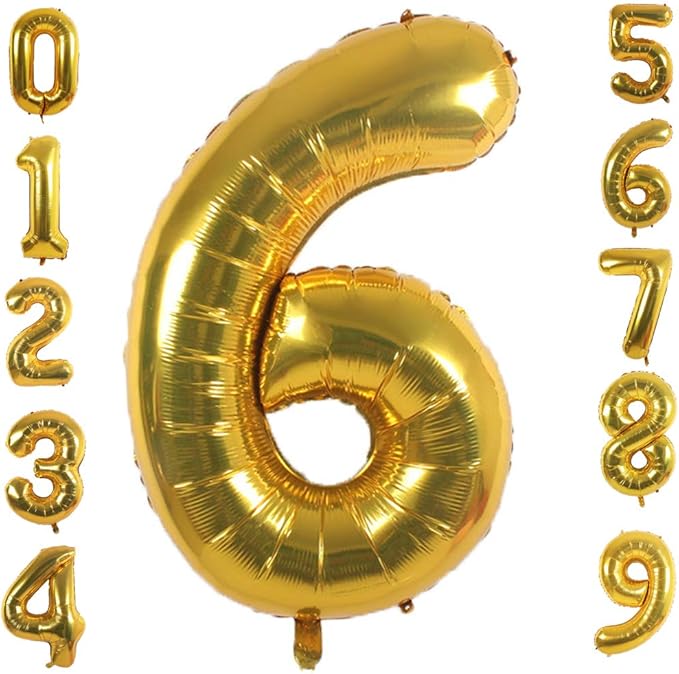 Gold Foil Balloons Number 6, 42 inch