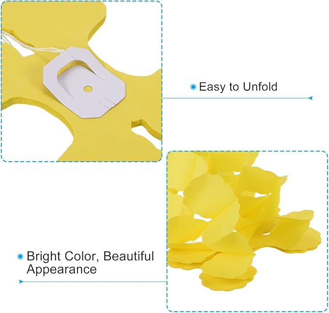 PATIKIL 9.8ft Four-Leaf Garland, 6 Pack Tissue Paper Hanging Flower Garland Reusable Streamers for Party Wedding Backdrop Decorations, Yellow