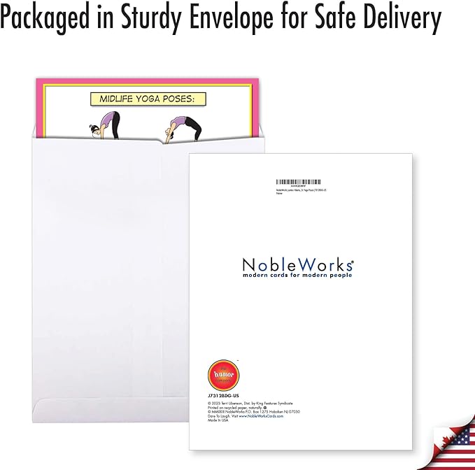 NobleWorks Jumbo Hilarious Birthday Greeting Card From Us 8.5 x 11 Inch with Envelope (1 Pack) Big, Jumbo Bday Midlife Yoga Poses J7312BDG-US