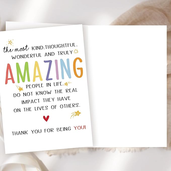Cute Thank You Card for Best Friend Bestie, Appreciation Gifts for Teacher Boss Coworker Doctor, Sweet Friendship Card for Him Her