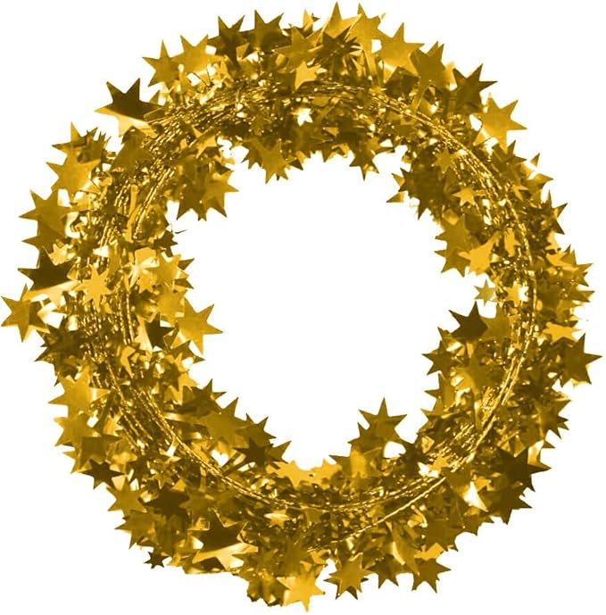 PMU 150 Ft Star Wire Shiny Garland Gold - Halloween, Christmas Party, Wedding, Birthday, Festive Home Decoration Ornament Gold (6pc-25Ft Each)