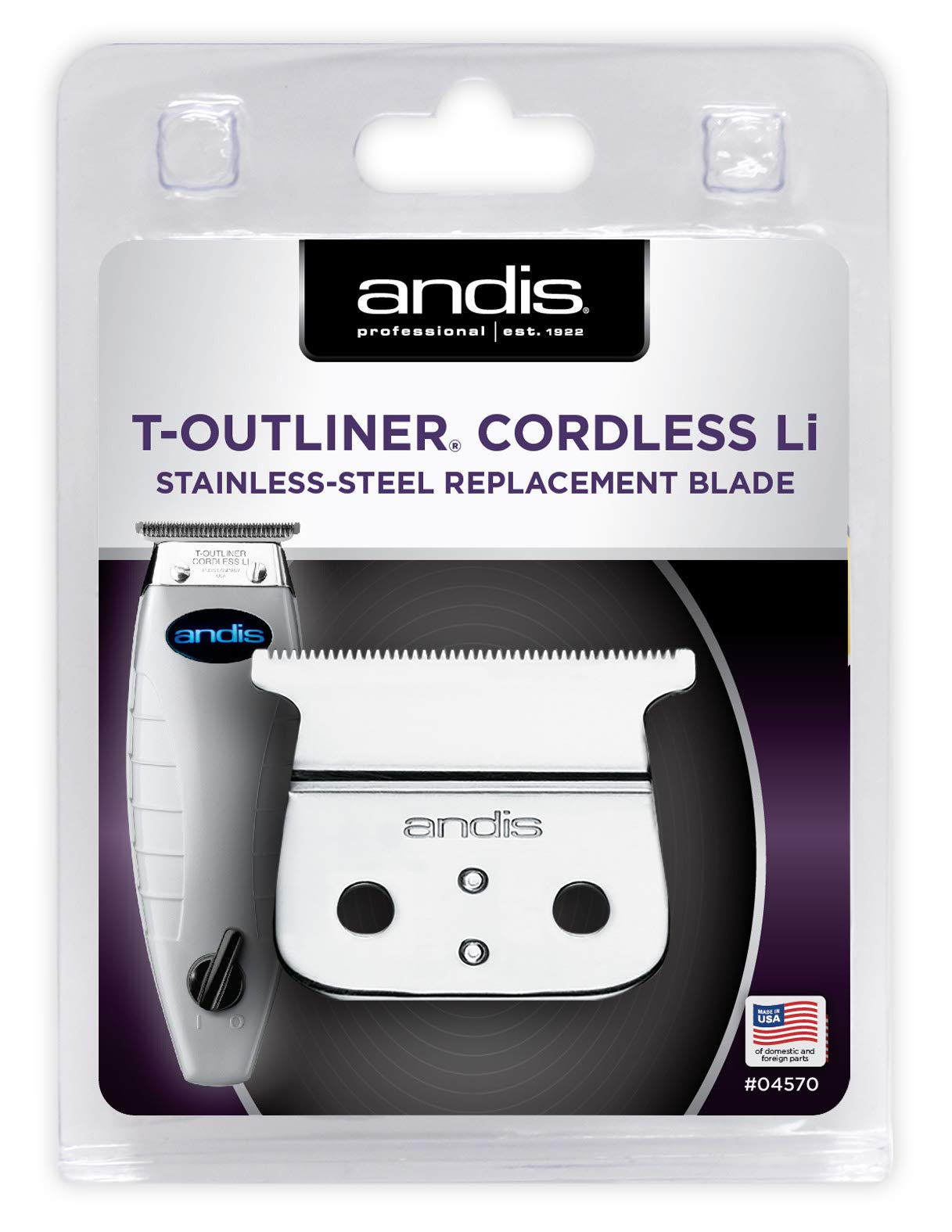 Andis 04570, Cordless T-Outliner Li Replacement T-Blade, Close Cutting, Stainless Steel