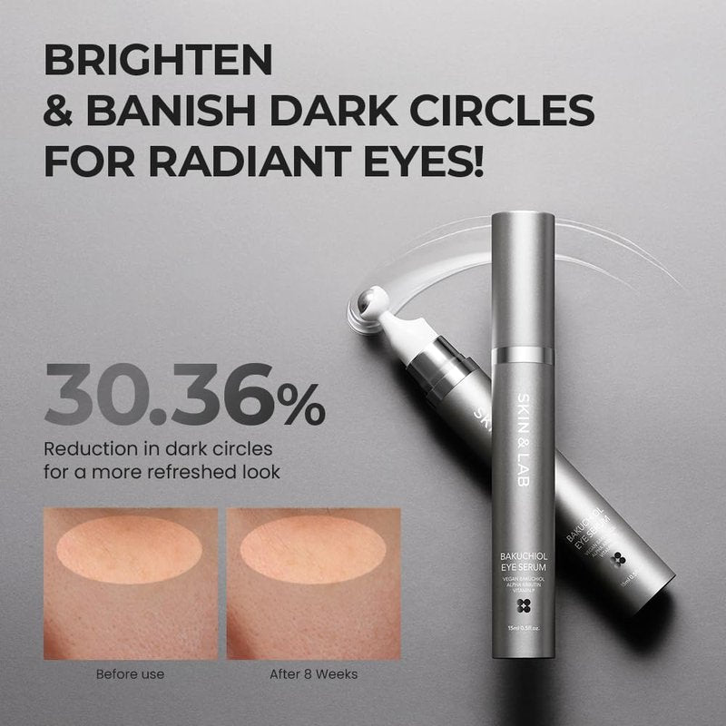 [SKIN&LAB] Bakuchiol Eye Serum with Caffeine, Roll-on Korean Under Eye Serum, Anti-Aging Wrinkle Care for Fine Lines, vegan, cruelty-free (0.5 Fl Oz)