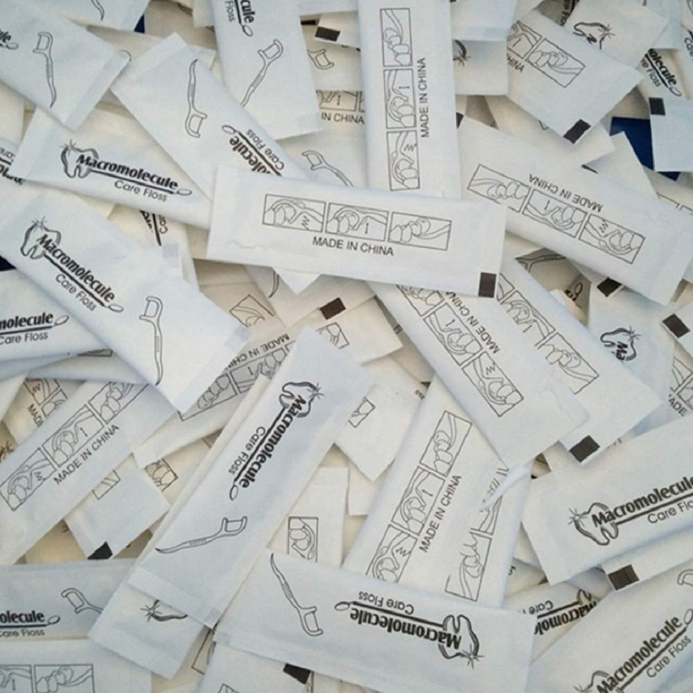 Ai-Fun Each Individually Wrapped Teeth Cleaning Macromolecule Care Floss Travel Hotel Restaurant Dental Floss (500)