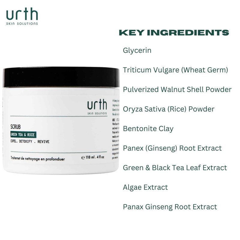 Urth Men's Exfoliating Face Scrub with Green Tea & Rice (4 oz), Deep Cleansing, Minimizes Blackheads, Smooths Skin, Daily Facial Scrub for Sensitive Skin, Exfoliator for Men, Revitalizes & Refresh