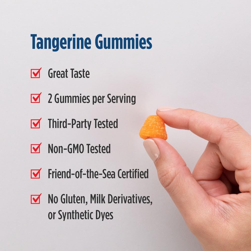 Nordic Naturals Nordic Omega-3 Gummies, Tangerine - 120 Gummies - 82 mg Total Omega-3s with EPA & DHA - Non-GMO - 60 Servings