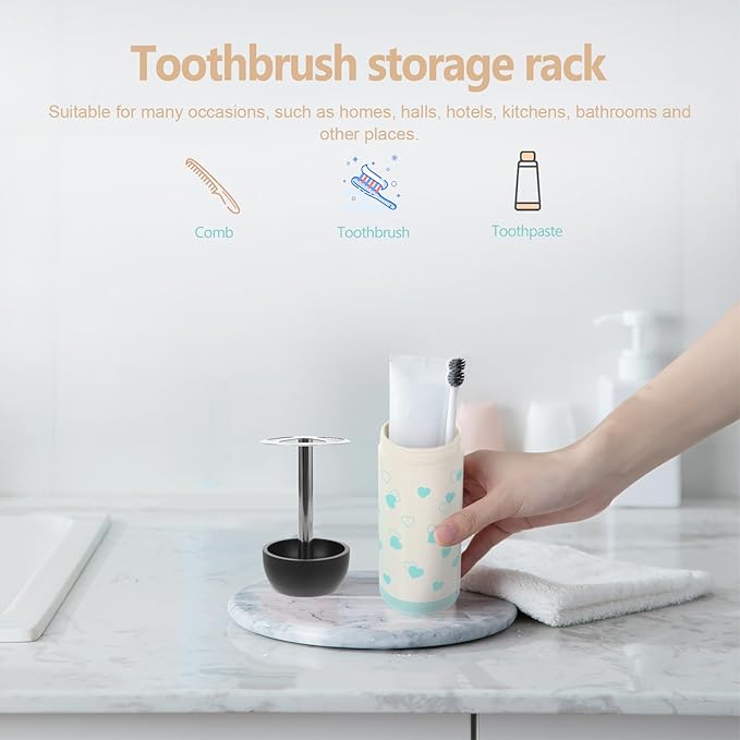 Stainless Steel Toothbrush Holder Stand with Drainage for Bathroom Organizer Material Independent Toothbrush Slots to Keep Dry and Sanitary Suitable for Home and Hotel Use