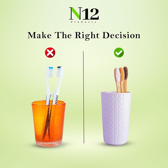 N12 Biodegradable Pack of 10 Bamboo Toothbrushes - Multicolored Charcoal BPA-Free Soft Bristol, Eco-Friendly, Sustainable Reusable Travel Tooth Brush