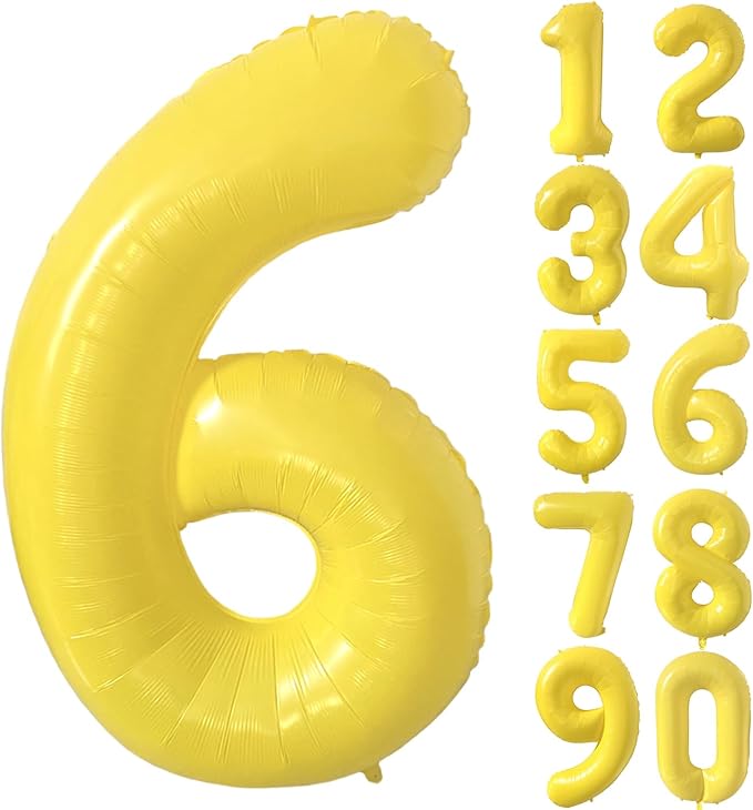 40 inch Yellow Number Balloon Giant Foil Helium Balloons Number 6 Balloon for 6th Birthday Party Decorations
