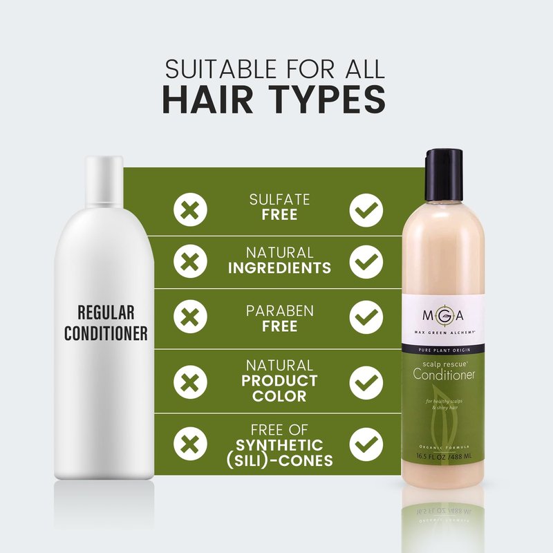 MGA Vegan Hair Conditioner - Organic Formula with Tea Tree for Healthy Hair | Shea Moisture Conditioner with Natural Herbal Scent | Parabens Silicone & Sulfate Free | Unisex | 8.8 Fluid Oz