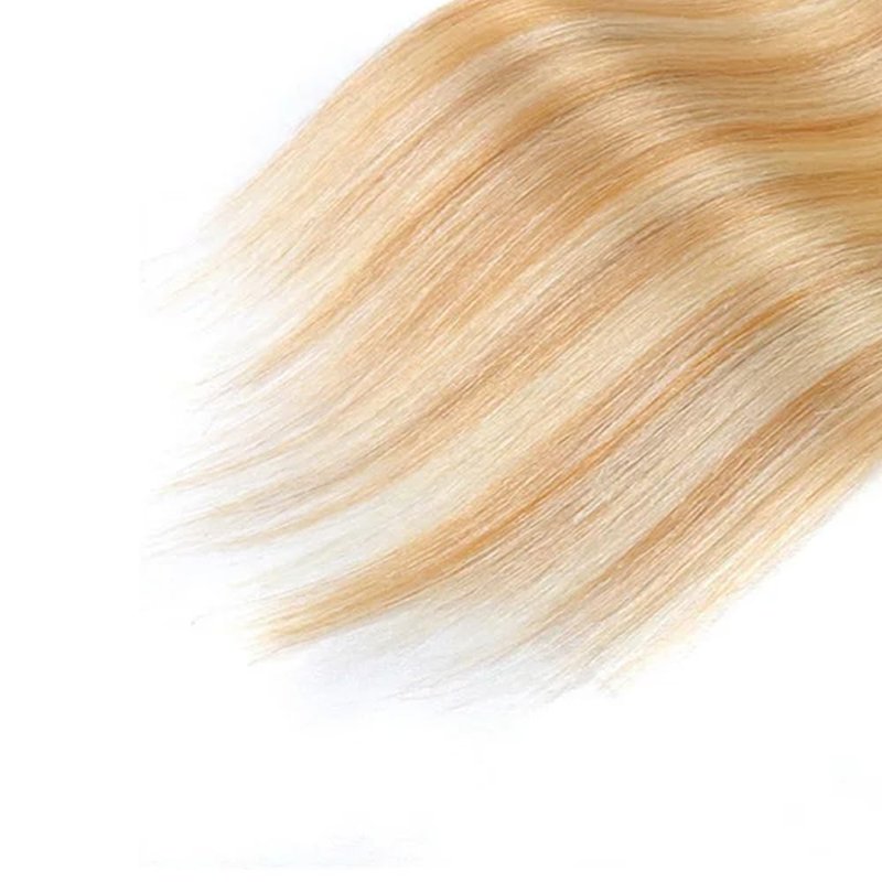 Blonde Human Hair Bundles P27/613 Straight Human Hair Bundles Brazilian Virgin Remy Hair Extensions Double Weft P27/613 Honey Blonde Straight Bundle 8 10 12 inch